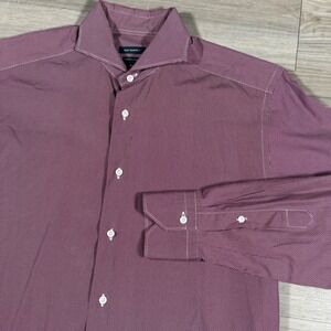 SUITSUPPLY Micro Dot All Over Print Dress Shirt Cotton Two Ply LS Size Medium